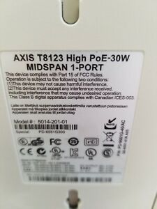 Lot of (4) Axis T8123 High PoE-30W Midspan 1-Port 5014-201-01 Power Supply