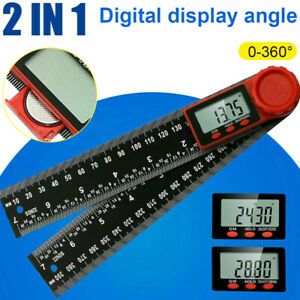 2 in 1 Digital Angle Finder Ruler 7&#034; Protractor 200mm Plastic Angle Gauge Xmas
