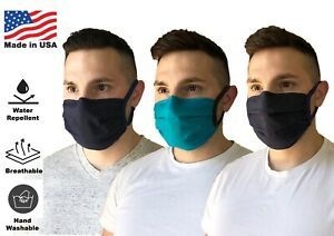 Face Mask Covering w Filter Pocket Washable Fabric Mouth Nose Cover Made in USA