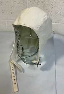 Vintage White Cotton Beck 7 1/4 Hard Hat Helmet Liner United Carr Chin Strap USN