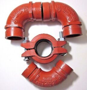 4 Grinnell Fire Suppression 1-1/4&#034; &amp; 1-1/2&#034; Straight 577 Coupling &amp; 3 Elbows 510