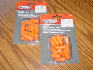 2 pkg (6 pr ea; total 12 pr) Champion Range &amp; Target Foam Ear Plugs 32 NRR 