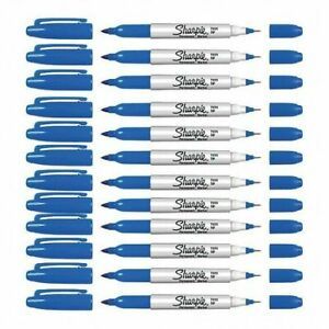 SANFORD 32003BX Marker,Sharpie,Twin-Tip,Blue,PK12