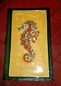 Women Accessory Business Card Holder Spring Street Brand Sea Horse Rhinestone