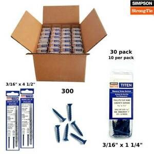 Concrete Screws 3/16&#034; x 1 1/4&#034; Zinc Plated Tapcon Style 30/pack W/2 Drills 300