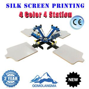 US 4 Color 4 Station Silk Screen Printing Press Machine T-shirt Printing Printer