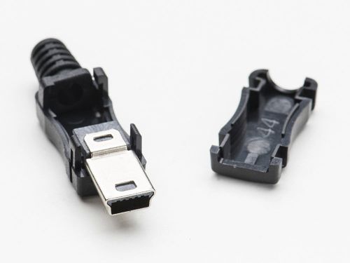 2pcs USB Type Mini B Male DIY Connector Plug Jack Cable Replacement w/ Shell
