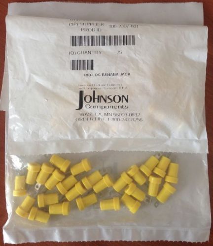 50 pcs johnson components rib-loc banana jack part # 108-2307-801 - yellow for sale