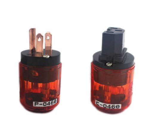NEW Arrival Clear Red P-046E US Power Plug + C-046E IEC Connector for Audio New