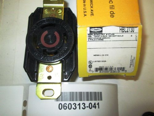Hubbell l16-30r twist lock receptacle hbl2730 30 amp 480 vac 3 phase new in box for sale