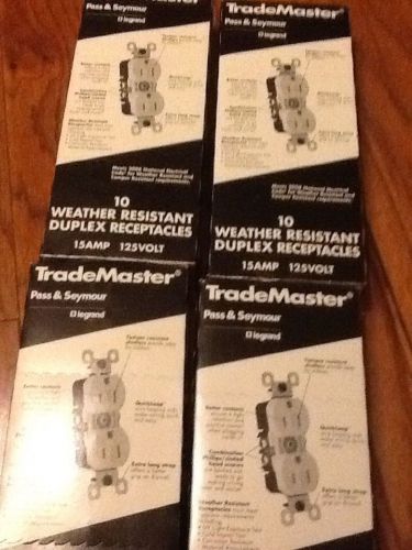 Lot of 40 weather resistant duplex receptacles 15amp 125volt ivory pass &amp;seymour for sale
