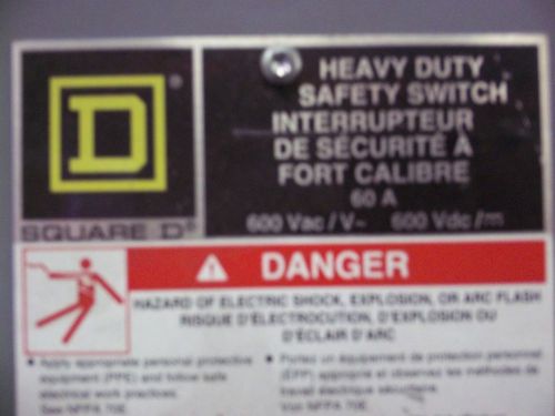 Square D HD Safety Switch  60A 600V