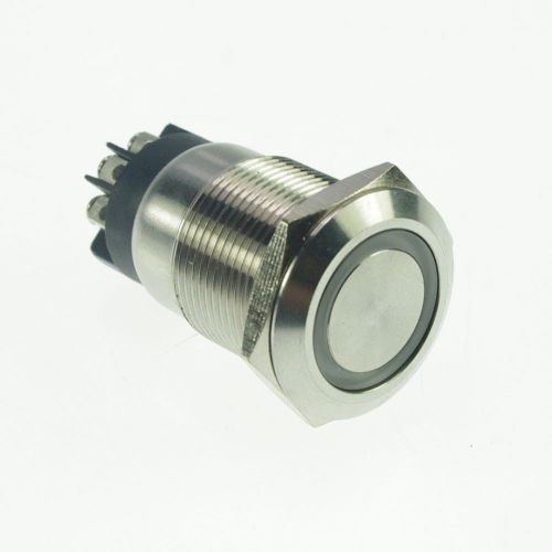 1 x 19mm Stainless ring illuminated Momentary Push Button Switch 1NO1NC Screw