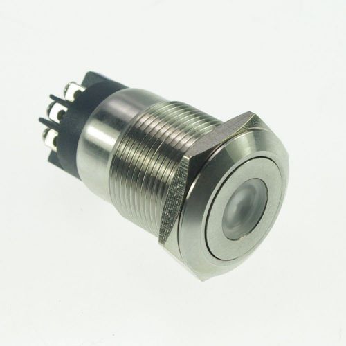 19mm Stainless Steel Dot illuminated Latching Push Button Switch 1NO 1NC Screw