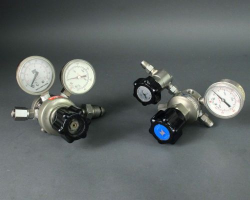 Lot of (2) pressure regulators with high low pressure meters 4000 psi 100 psi for sale