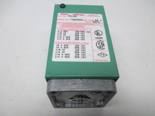 New asco pb10a pressure switch 125/250v-ac 1/8-1/4hp 1/2-1/4a amp d288734 for sale