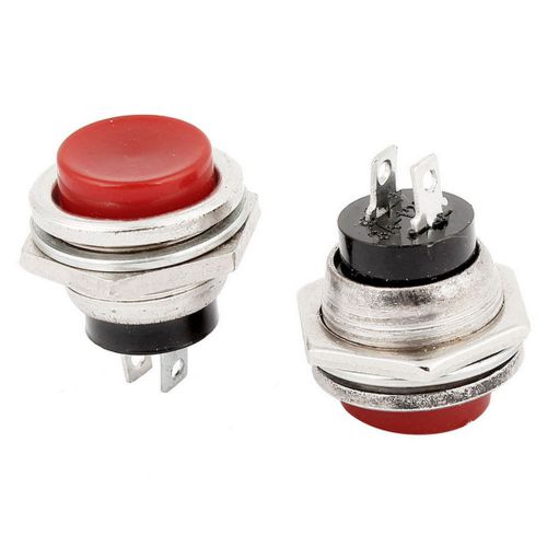 2pcs red cap spst momentary panel mount push button switch ac 125v 3a for sale
