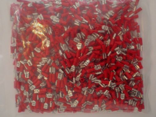 500PC FEMALE SPADE CRIMP CONNECTOR .250 1/4&#034; RED 22-18 AWG
