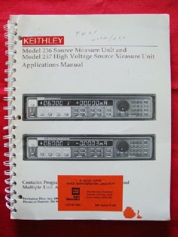 Keithley 236 &amp; 237 source measure unit app manual for sale