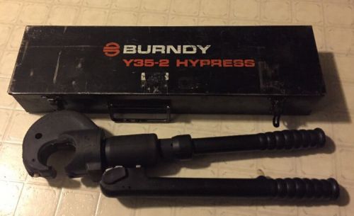 Burndy hypress y35-2 cable wire crimper hydraulic with case &amp; dies for sale
