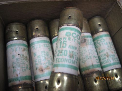 6  One Time Fuses, 15 Amp.,250 volts Economy