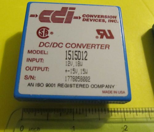 DC-DC Converters,Conversion Devices Inc,CDI,P/N 1515012,12v 18w+-15v, 1 PC