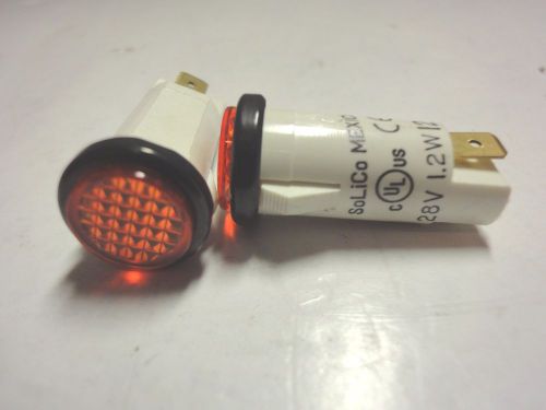 Solico 28V  1.2W Orange Round Indicator Light Lot of 2 (Pcs.)