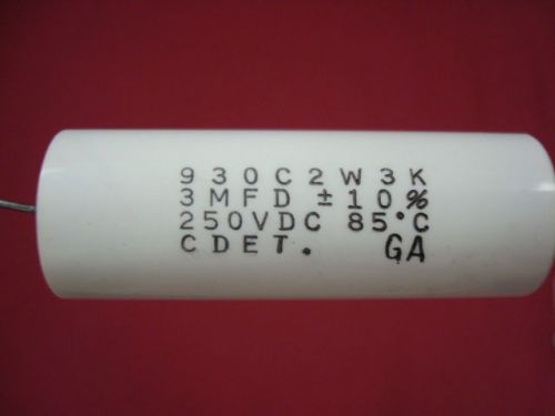 (NEW) Cornell Dubilier 3uF 250V AXIAL 930C Metallized Polypropylene Capacitor
