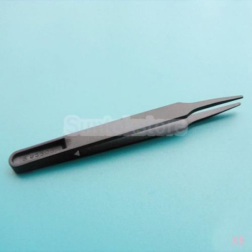 8x black plastic anti-static tweezers watch repair semiconductor industrial tool for sale