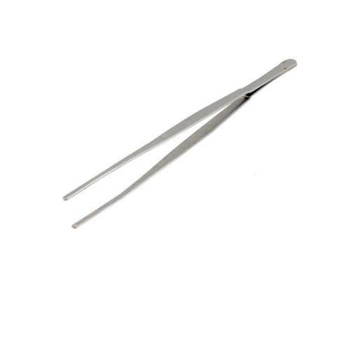 28cm Long Round Tip Straight Nonslip Tweezers Hand Tool Silver Tone