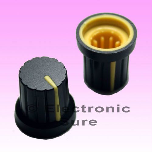 20 x Knob Black with Yellow Mark for Potentiometer Pot 6mm Shaft Size