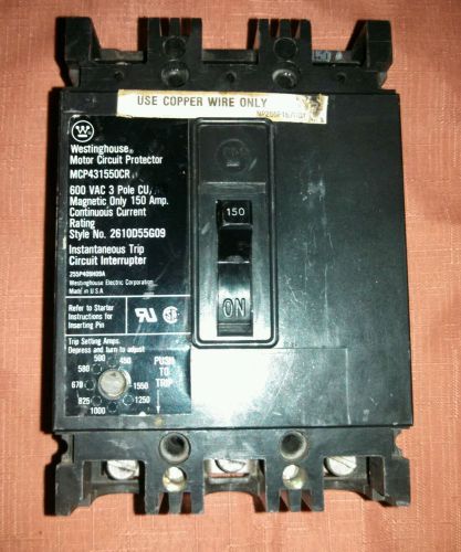 Westinghouse MCP431550CR 600V 150A 3Pole Breaker CURRENT LIMITER EL3150 CHIPPED