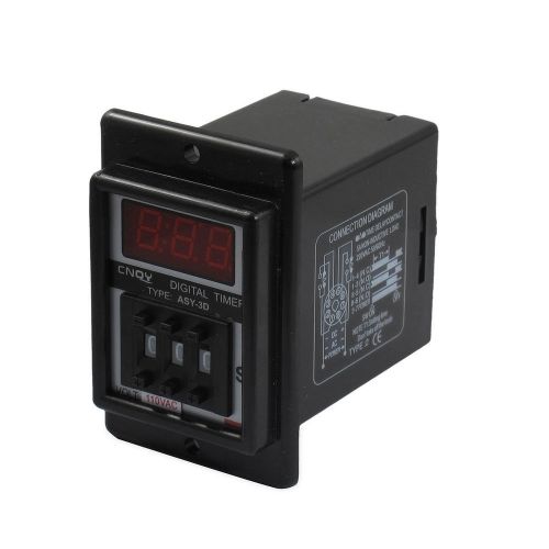 AC 110V 0.01-9.99 Second Digital Timer Time Delay Relay Black 8 Pin ASY-3D