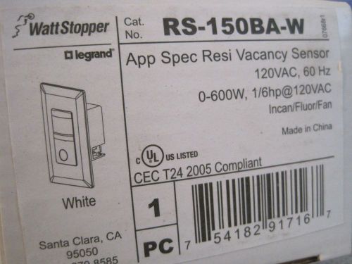 NEW Watt Stopper RS-150BA-W Occupancy Sensor Passive Infrared Automation