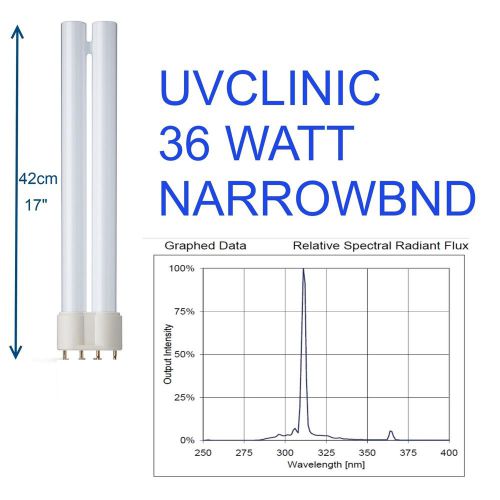 36W UVCLINIC Psoriasis Vitiligo Eczema Narrow Band UVB bulb compatibe PLL36W/01
