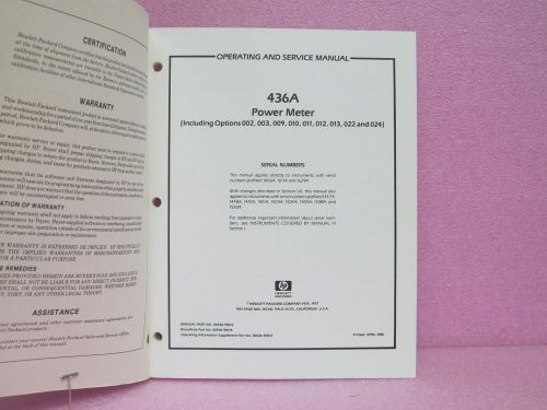 Agilent/HP Manual 436A Power Meter Operating &amp; Service Manual w/Schem. (4/80)