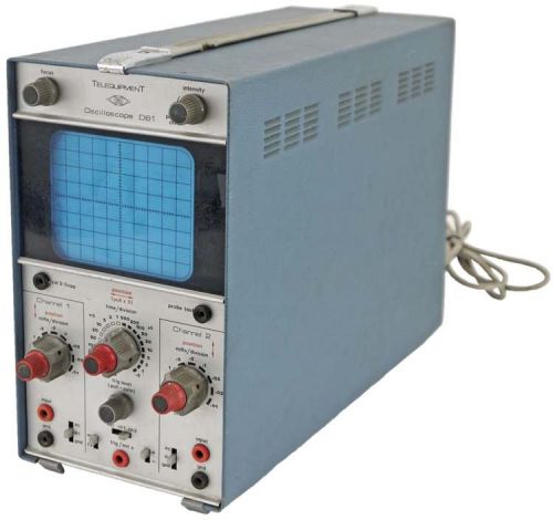 Telequipment D61 4&#034;x3.5&#034; CRT 10MHz 2-Channel Dual Trace Laboratory Oscilloscope