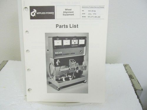 Applied Power 665, 675, 680, 685 Wheel Alignment Equipment Parts List