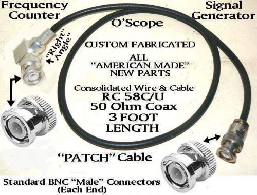 NEW 50 OHM PREASSEMBLED &#034;MALE&#034; BNC to BNC PATCH CABLE for HEATHKIT EICO SENCORE