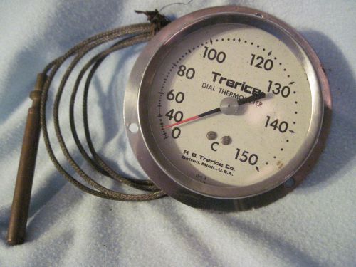 Vtg trerice dial thermometer 3 3/4&#034; face 150 deg celcius *nice* for sale