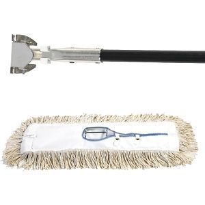 BOX Economy Dry Dust Mop Kit - 48&#034; - Cotton Head - Metal Handle - 2 IN A BOX