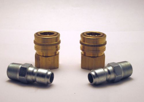 (2)  3/8 pressure washer quick disconnect couplers &amp; plugs.  straight-thru.  usa for sale