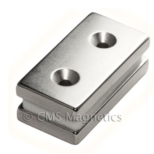 Neodymium Magnet N42 2x1x1/4&#034; w/ 2 Countersunk holes for #8 Screws 50 PC