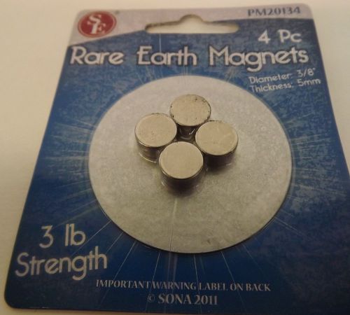 Four piece Super Strong 5/8&#034; x 5mm Neodymium (3Lbs) Rare Earth Magnets Brand New