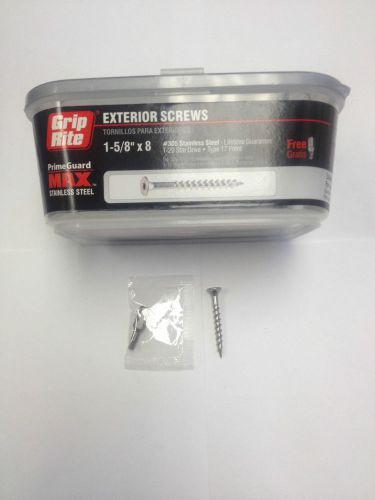 Griprite primeguard max stainless steel exterior screw  #8 x 1-5/8&#034; one pound for sale