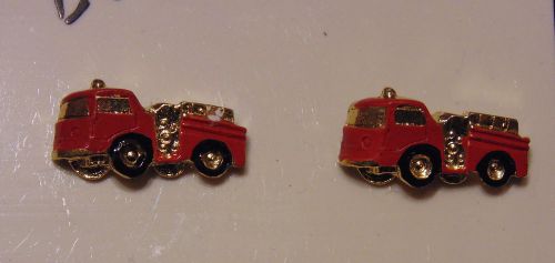 Fire Truck Earrings, new, each 5/16&#034; tall x 5/8&#034; wide