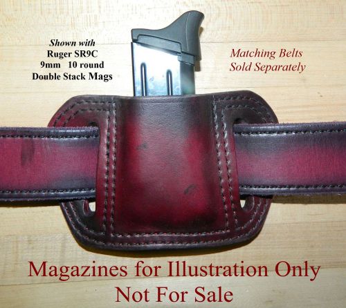 Leather MAG POUCH  9mm / .40 Double Stack magazine, fits Ruger SR9/40 magazines