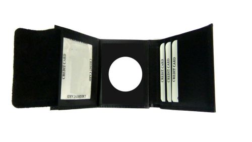 Recessed Badge &amp; Shield ID Wallet Universal Circle 1 3/4&#034; Leather Model CT09