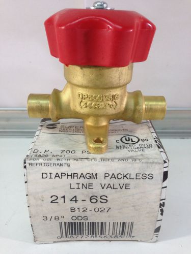 New superior refrigerant line valve 214-6s diaphragm 3/8 ods packless  b12-027 for sale