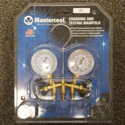 Mastercool 33661 2-way brass manifold gauge set w/ 60&#034; hoses 2-1/2&#034; gauges new! for sale